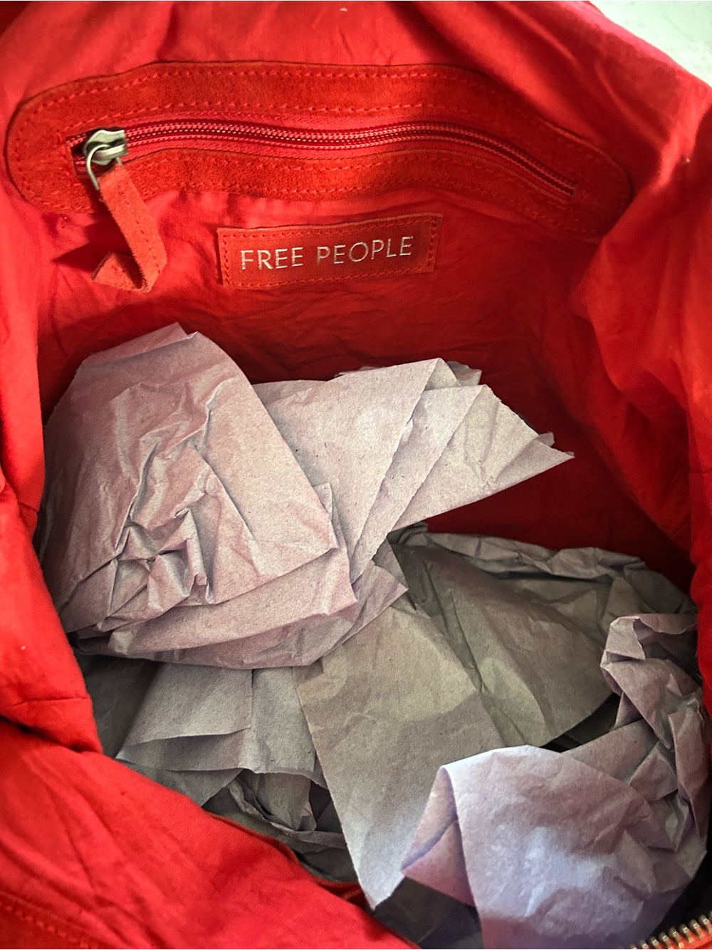 🍓NWT Free People Suede Roma Tote in Garnet With Included Strawberry Bag Charm - Picture 9 of 11